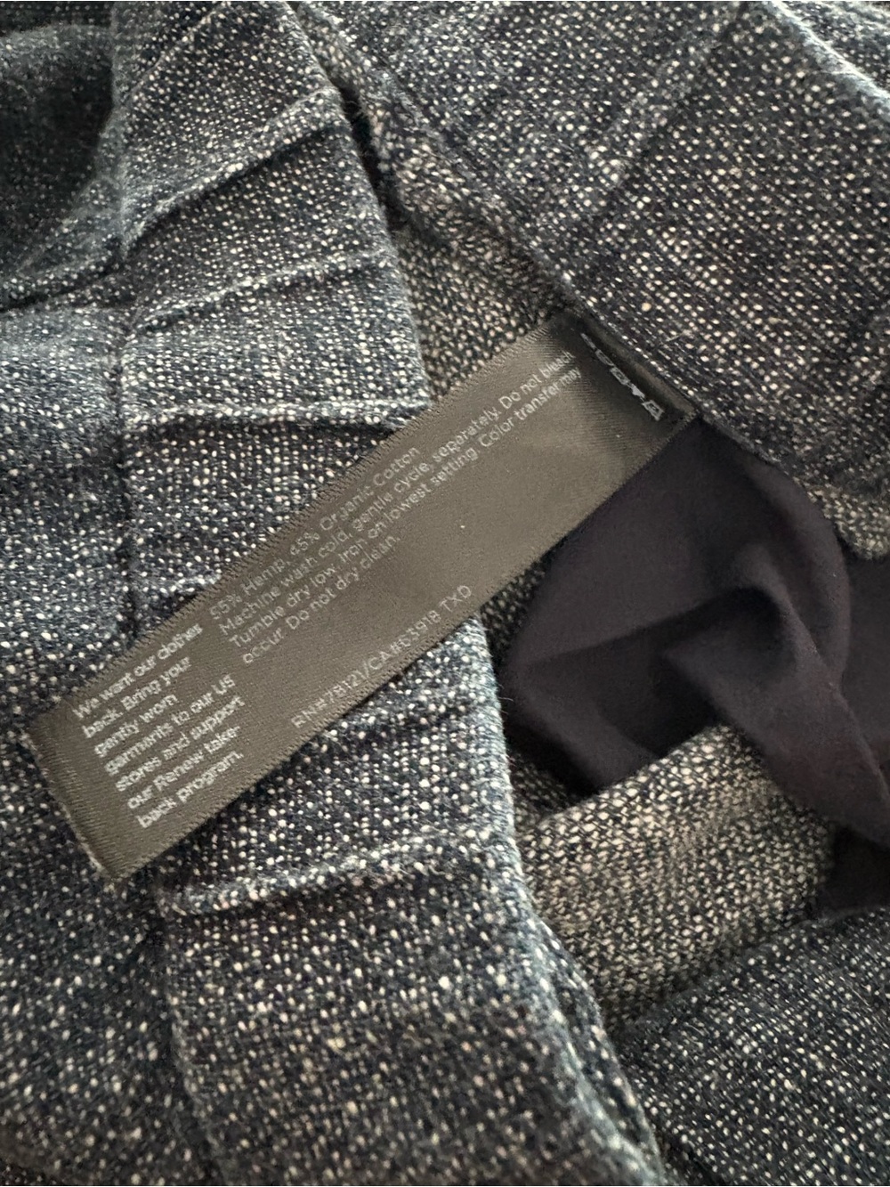 Eileen Fisher Tweedy Hemp Cotton Wide-Leg Pant Chinos in Dark Blue M - Picture 7 of 10